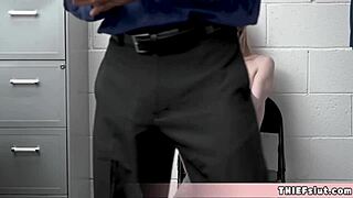 Cute and sexy blonde teen 18+ Emma attempted to steal some socks from the mall, but got caught in the act