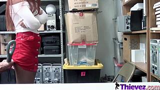 redhead scarlett gets her punani demolished by horny officer at work garage