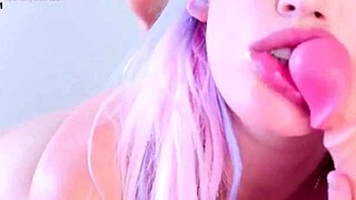 Blonde teen gives sloppy homemade blowjob and handjob