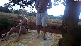 pornstar fucks teen blonde with big cock on public road