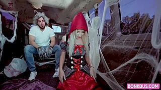 Britt Blair Little Red Riding Hoe Rides Cowgirl, Doggystyle, And Blows Young Hairless Vagina