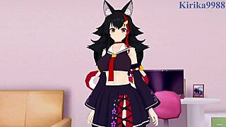 Minato Aqua and Ookami Mio intense hentai sex