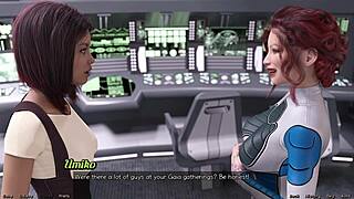 In space, Elsie explores her lesbian side with big-titted mature women.