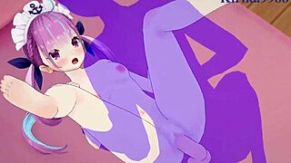 Minato Aqua and Ookami Mio intense hentai sex