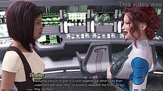 In space, Elsie explores her lesbian side with big-titted mature women.