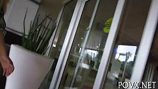 legal age teenager licks balls, blows cock, orgasms in rough pov sex