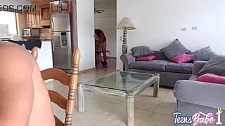 while my husband plays, his uncle fucks me hard in the living room corner and creampies my pussy