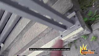 Public sex date with petite Russian teen Arteya getting fucked in cowgirl 😍