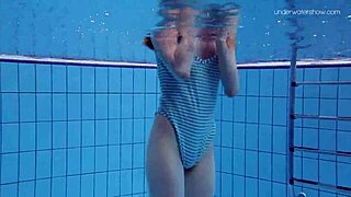 striped swimsuit teen with small tits at pool