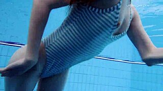 striped swimsuit teen with small tits at pool