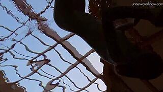 striped swimsuit teen with small tits at pool