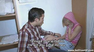 Blondie foxy in trouble with shaved pussy riding 😏