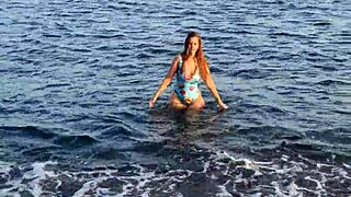 me and anaduro12 got naughty on the beach showing off her big ass