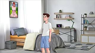 Pornstar sucks huge cock in Lust Legacy game, comparing to stepdad's monster