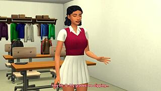 Virgin Teen Bangs Male Teacher for Extra Credit. Ebony Beauty Bent Over in Class!