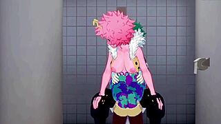 Man, Mina Ashido, Momo Yaoyorozu, and Izuku Midoriya go wild in My Hero Academia hentai!
