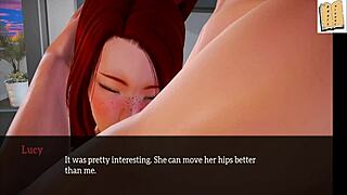 redhead in homemade cartoon family scene