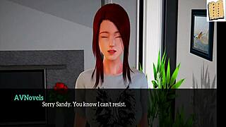 redhead in homemade cartoon family scene