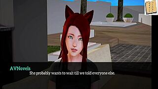 redhead in homemade cartoon family scene