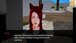 redhead in homemade cartoon family scene