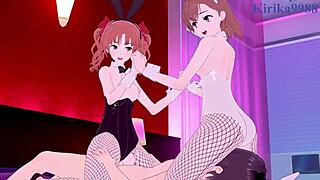 Mikoto Misaka and Kuroko Shirai Bunny Girl Intense 3P Sex - A Certain Scientific Railgun Hentai