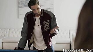 Brunette Teen Sucks and Fucks Football Player Intensely