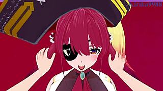 Houshou Marine and Ookami Mio have intense sex in Hololive VTuber POV hentai.