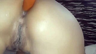 Friend's wife sends arousing dildo double penetration videos under her skirt