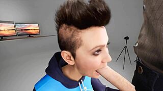 Teen In 3D Hentai Gives Deepthroat Blowjob With Gagging