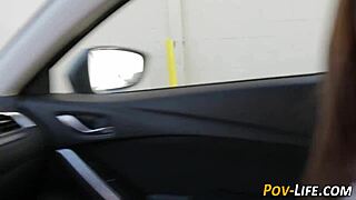 cute teen brunette enjoys pov sex with monster cock, gets facial