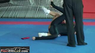 uh, cute teen got orally pleased by wrestling partner... wow!