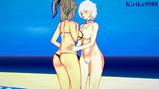 Imu and miyabi engage in futanari lesbian sex in senran kagura