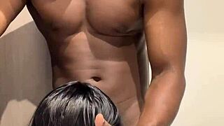 amateur couple has quickie in bathroom while friends are in living room