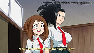 Two Teens Gagging on Monster Cock in My Hero Academia Hentai
