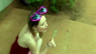 Kitty Karsen Plays Bubble Nude, Showing Small Tits Behind Scenes