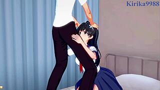 Ruiko Saten, Misaki Shokuhou, and Toma Kamijo bang in intense hentai action.