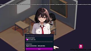 Asian teen student fucks artificial intelligence in japanese hentai anime web chat