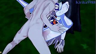 Tsuyu and Mt Lady with Izuku in hentai creampie