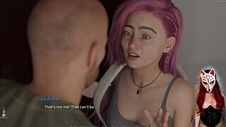 Asian girl masturbates in corset and fishnets during college roleplay game in hentai episode 6