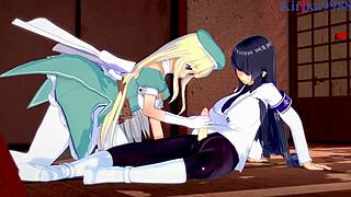 ikaruga and yomi slam into intense futanari sex in senran kagura hentai