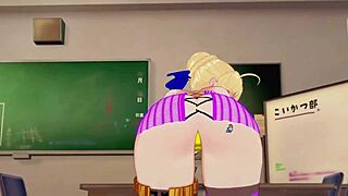 Magic game with saber in cartoon hentai style