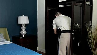 Randy officer asks, Want bareback blowjob? to horny gay teen