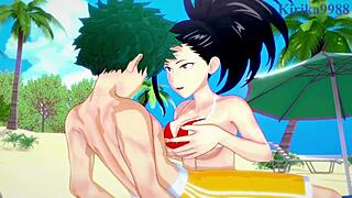 Momo, Kyoka, and Izuku have intense sex in this My Hero Academia hentai