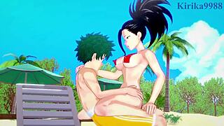 Momo, Kyoka, and Izuku have intense sex in this My Hero Academia hentai