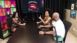 Safada flashes her chest after chatting about wild gangbang and dp positions with Tifany Rocha