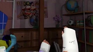 horny brunette deepthroats and fucks big cock in plaster 3d