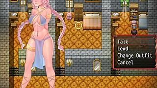 In this harem game, the maid loves deepthroating that giant cock.
