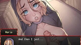 Nun's first blowjob in harem anime