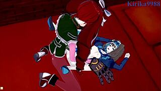 Garie T�m�n, Maria Cadenzavna Eve, and Micha Jawk�n in wild futanari sex from Symphogear hentai. Intense 3D cartoon action with teen lesbians.