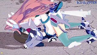 Garie T�m�n, Maria Cadenzavna Eve, and Micha Jawk�n in wild futanari sex from Symphogear hentai. Intense 3D cartoon action with teen lesbians.